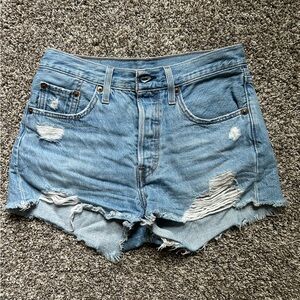 Size 25 Levi Destroyed Jean Shorts